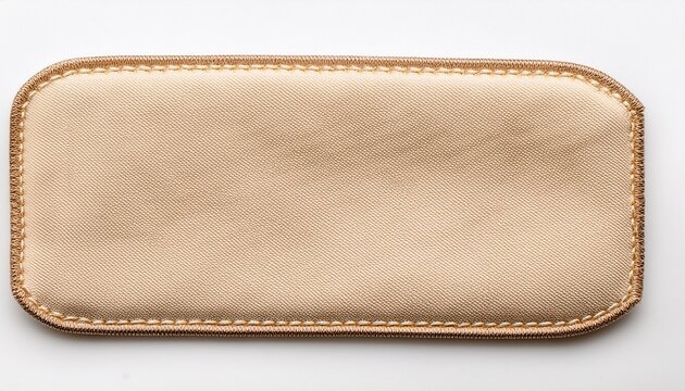 Blank Cream Colored Rectangular Fabric Patch Outlined With Decorative Stitching