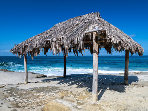 Hut on a San Diego beach. This is Wind and Sea beach near La Jolla, California, USA