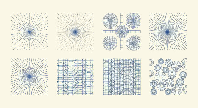 Abstract geometric patterns and textures in a collection.