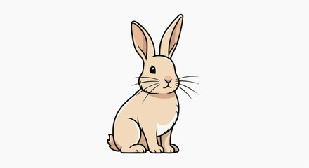 Obraz premium Cute illustration of a bunny with long ears and whiskers, portrayed in a delightful cartoon style