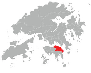 Fototapeta premium Eastern District Highlighted on Hong Kong Map Vector Illustration