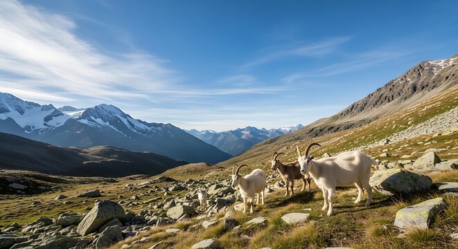 Mountain goats standing near a rocky mineral salt cliff