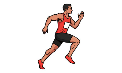 Obraz premium Male Athlete Sprinter Running in Red Tank Top Vector