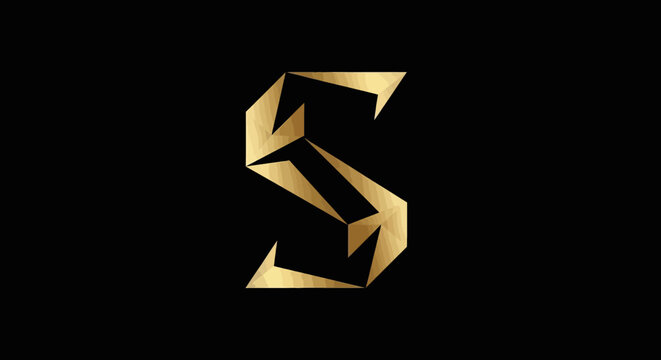 Golden Geometric Letter S Logo Design.