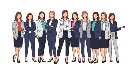 Obraz premium Vector Illustration of Diverse Business Women Standing Together in Professional Attire, Empowerment and Female Leadership Concept