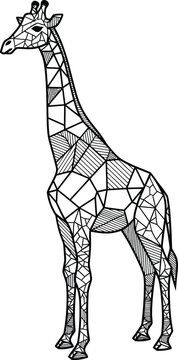 Geometric stylized giraffe line art illustration.