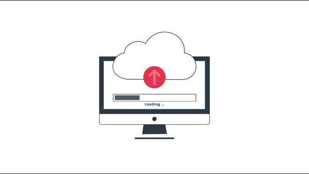 Cloud Computing Concept with Desktop Monitor Illustration