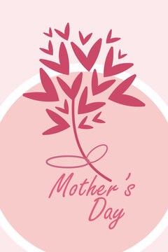 Elegant Mothers Day card with leaf pattern, representing natural beauty, love, and appreciation