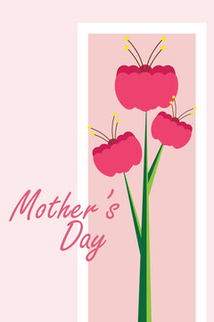 Floral Mothers Day greeting card with tulip elements, symbolizing love, appreciation, and warmth