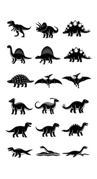 Collection of various dinosaur silhouettes.