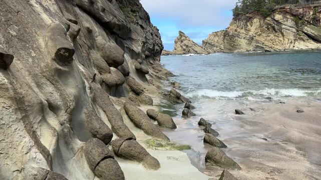 Beautiful, unusual rocks on the coast of Oregon at Shore Acres State Park.