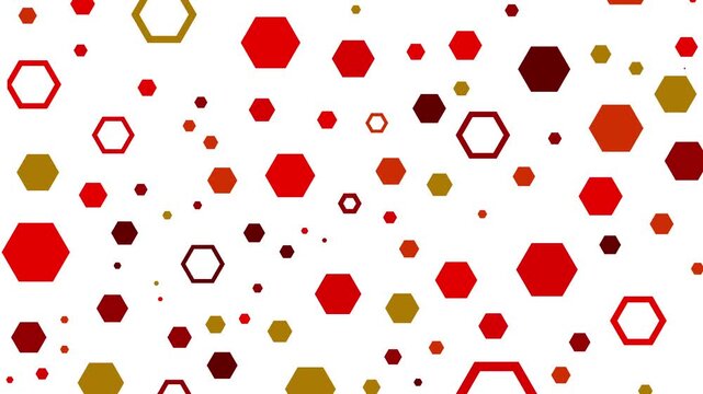 Warm **Red Orange Hexagon** Bouncing Pattern on White for **Sale Promo** Background Loop