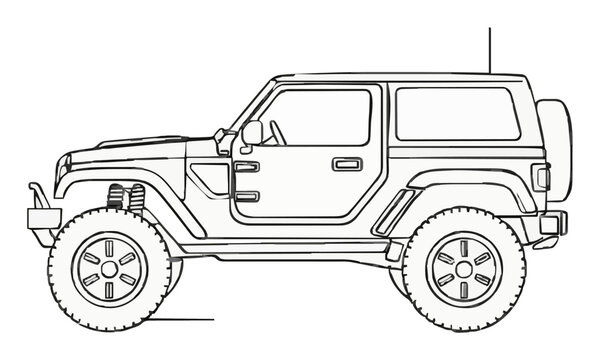 Off-road jeep SUV vehicle side view icon. Generative AI
