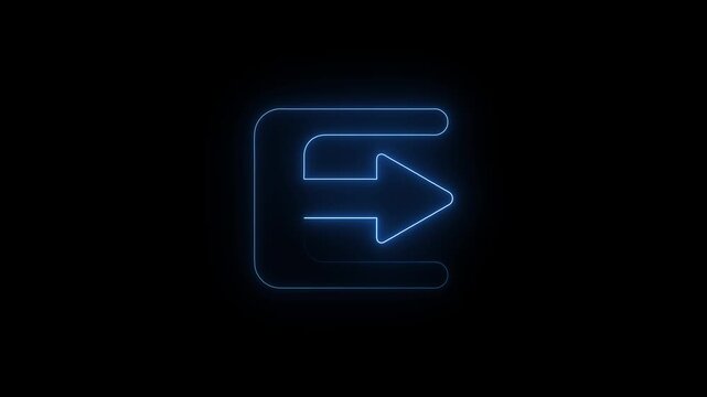 neon logout icon animation glowing exit ui symbol loop 4k.