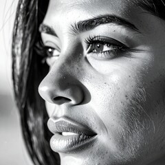 Obraz premium Close-up of a 30-year-old beautiful hispanic woman's face.