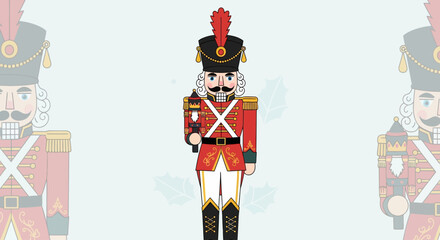 Naklejka premium Colorful illustration of a nutcracker soldier toy.