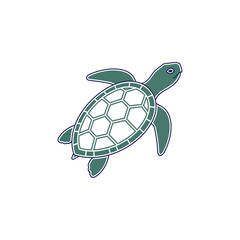 Obraz premium Green Sea Turtle Swimming Alone.