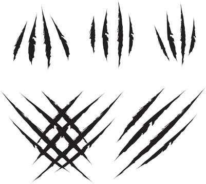Claw marks cool scratches metal claws logo vector illustration. animal claw mark decals isolated.