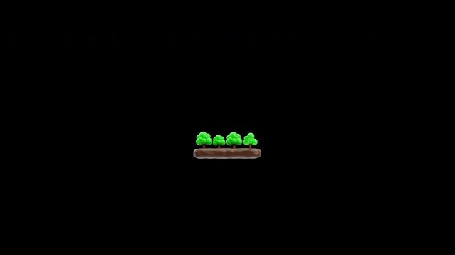 3d animation of trees growing on soil platform