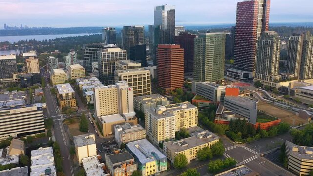 Aerial View of Bellevue, Washington, during Summer
