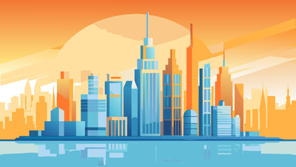 Fototapeta premium Sunset City Skyline Background