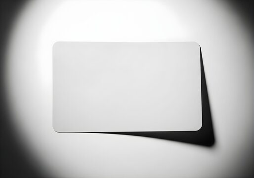 Blank white plastic smart card mockup, credit card template with shadow, branding identity, payment system, loyalty gift