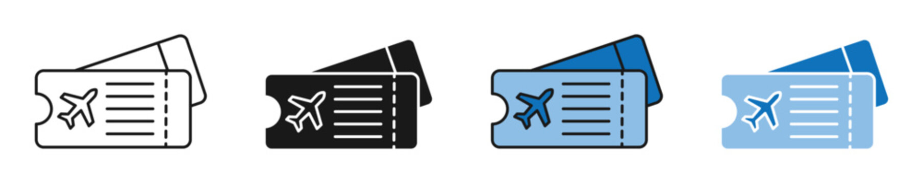 airline boarding pass icons. airline boarding pass icons for travel booking and flight reservation interface