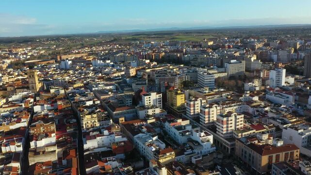 Aerial View of Badajoz, Spain at Sunset