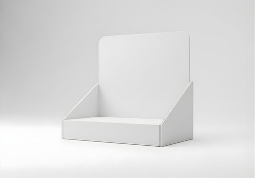 Isolated empty blank cardboard retail display stand mockup for store counter, point of purchase marketing, product packaging promotion