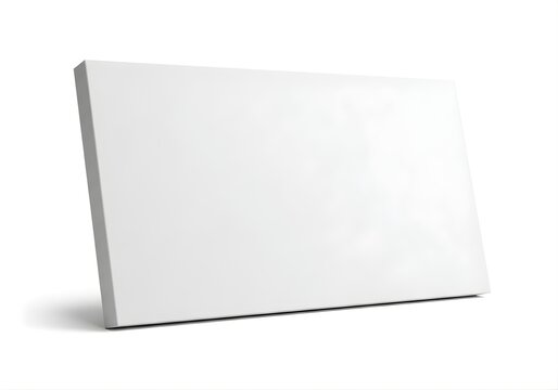 Isolated empty blank white canvas mockup template, horizontal rectangular frame for gallery display, portfolio presentation