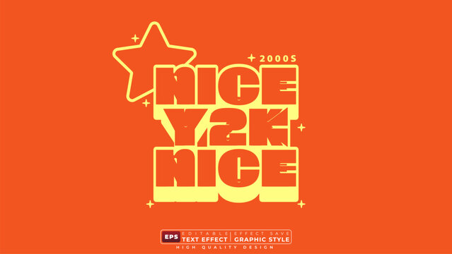 Editable 3d text effect nice y2k with star for banner template
