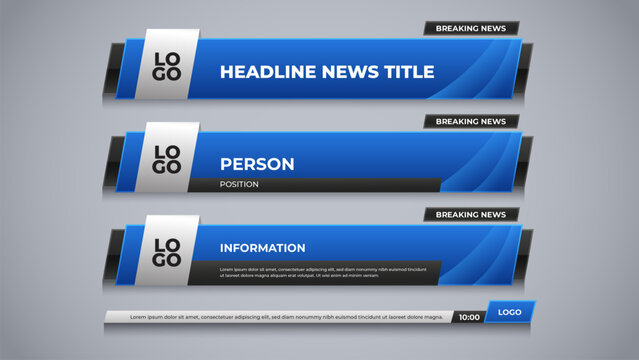 corporate lower third with blue color for broadcast media template