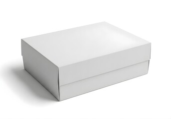 Naklejka premium Isolated rectangular white cardboard box packaging mockup, closed paper container, product display, shipping storage carton