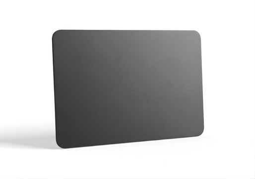 Isolated matte grey rectangle card with rounded corners, empty space for mockup, banking or identification design element