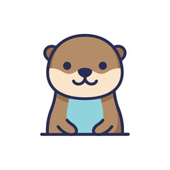Fototapeta premium Cute Otter Cartoon Character, Adorable Wildlife Animal Illustration