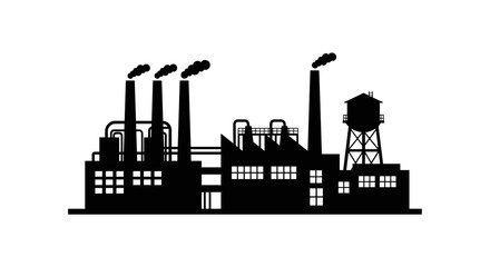 Obraz premium Industrial Factory Building Silhouette Icon 1.
