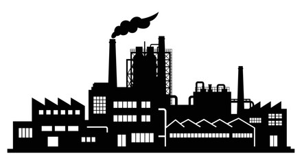 Fototapeta premium Industrial Factory Building Silhouette Illustration.