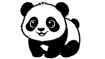 Cute Baby panda Outline Kawaii Style Coloring Page Vector Illustration © Ade