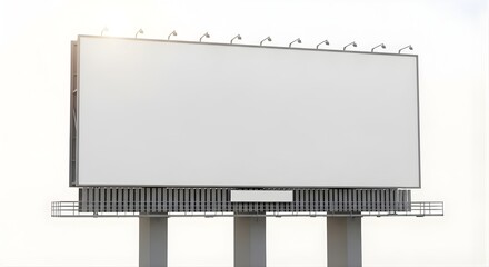 Obraz premium Large blank billboard template against clear sky, ideal for outdoor advertising mockup, marketing promotion, urban signage display