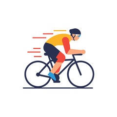 Fototapeta premium Cyclist Racing on Bicycle - Dynamic Flat Illustration with Speed Lines