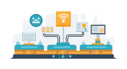 Fototapeta premium Industrial automation technology control system.