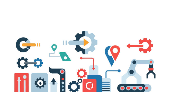 Industrial automation robotic technology icons.
