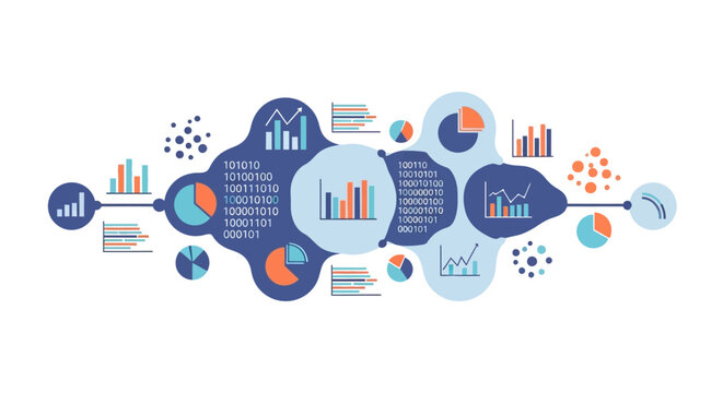 Infographic business data analysis charts graphs.