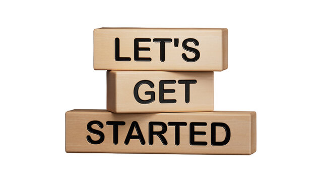 Lets get started symbol. Concept words Lets get started on wooden blocks.Business and Lets get started concept. Copy space.Supports PNG files with transparent backgrounds.