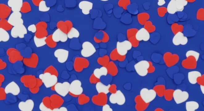  padr&atilde;o de fundo composto por pequenos cora&ccedil;&otilde;es nas cores azul, vermelho e branco. 