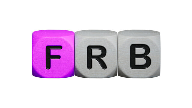 wooden cube with frb text. Financial, marketing.close up of wooden elements,Business Concept.Supports PNG files with transparent backgrounds.