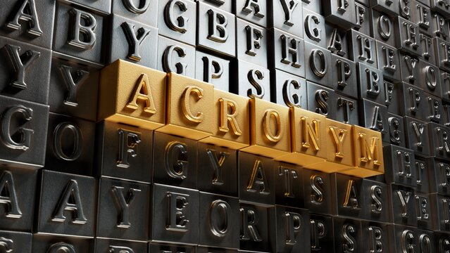 Movable type printing with text acronym. financial market. financing.close up of Movable type printing,Business Concept.3D rendering.