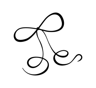 Cute coquette black bow with wavy line style. Hand drawn knot detail as girly ribbon decor. Simple decorative element for romantic card and party invite, trendy vintage border and minimal doodle