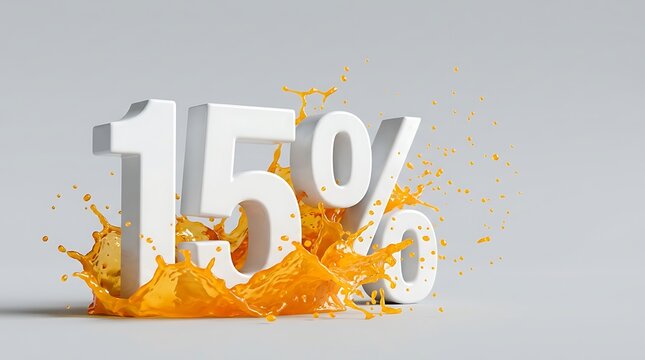 Persentase Diskon 15% dengan Efek Cat Mencelup Pada Angka dan Persentase untuk Penawaran Spesial