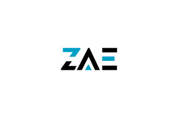 Obraz premium Modern ZAE Monogram Logo Design | Minimalist Blue & Black Geometric Typography for Corporate Brand